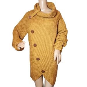 NWT Grecerelle mustard popover faux wrap sweater.